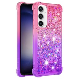 SKALO Samsung S23 FE Kvicksand Glitter Hjärtan TPU-skal - Rosa-Lila