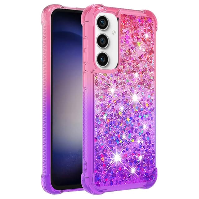 SKALO Samsung S23 FE Kvicksand Glitter Hjärtan TPU-skal - Rosa-Lila