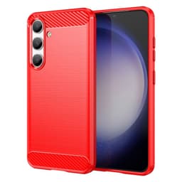 SKALO Samsung S24 Armor Carbon Iskunkestävä TPU suojakuori - Punainen