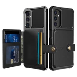 SKALO Samsung A05s 4G Iskunkestävä kuori lompakolla - Musta