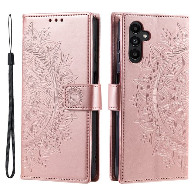 SKALO Samsung S23 FE Mandala lompakkokotelo - Ruusukulta