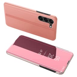 SKALO Samsung S24+ Clear View Mirror Lompakko - Ruusukulta