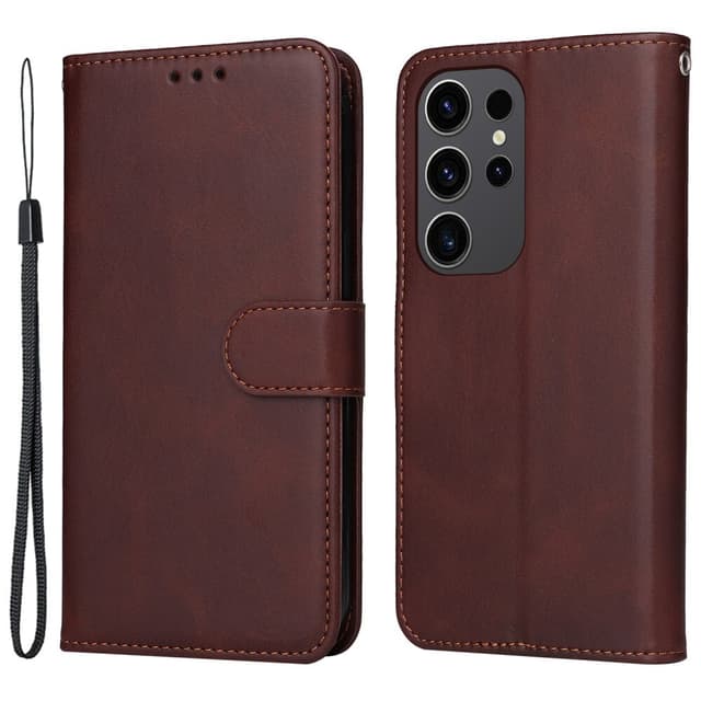 SKALO Samsung S24 Ultra PU-nahkainen Lompakkokotelo - Ruskea