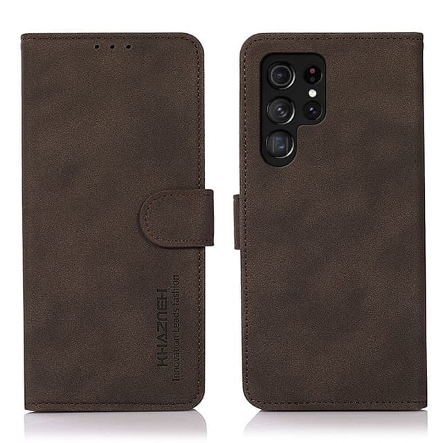 SKALO Samsung S24 Ultra KHAZNEH Lompakkokotelo PU-nahasta - Ruskea