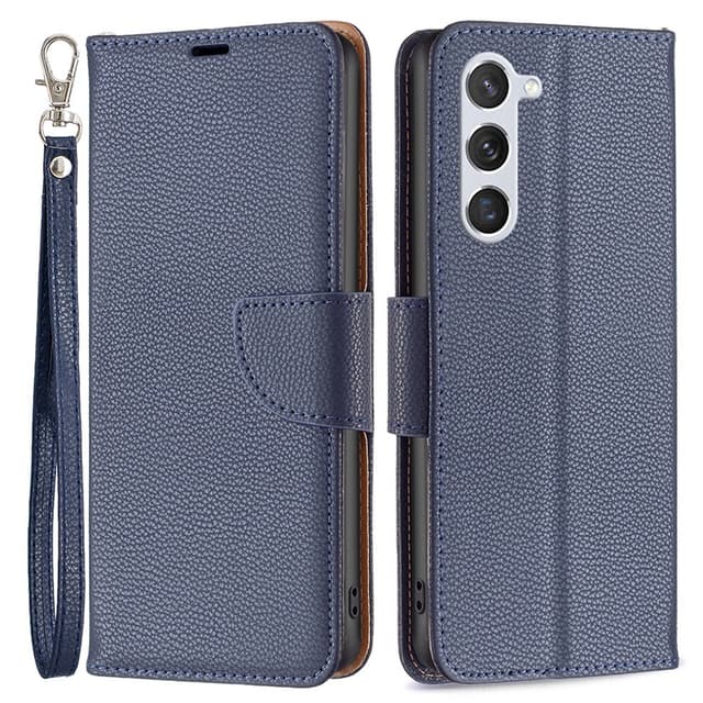 SKALO Samsung S24 Litchi Plånboksfodral - Mörkblå