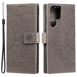 SKALO Samsung S24 Ultra Mandala Flip Cover - Grå