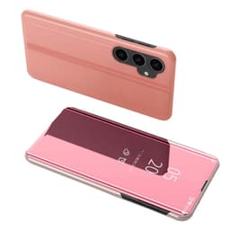 SKALO Samsung S23 FE Clear View Lompakkokotelo - Ruusukulta