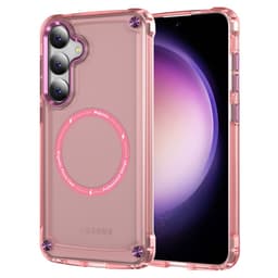 SKALO Samsung S24 Läpinäkyvä TPU Magneetti/Metal Suojakuori - Pinkki