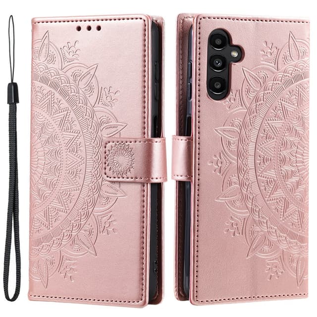 SKALO Samsung S24+ Mandala lompakkokotelo - Ruusukulta