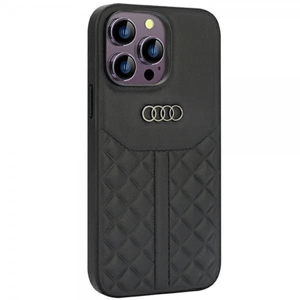 Audi iPhone 14 Pro Max Skal Genuine Leather Case Svart
