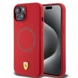 Ferrari iPhone 15 Deksel Silicone MagSafe Rød