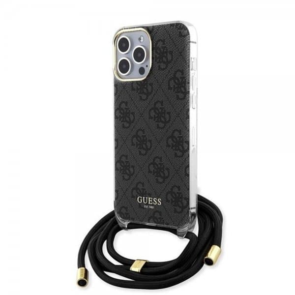 Guess iPhone 15 Pro Cover Crossbody Cord Sort