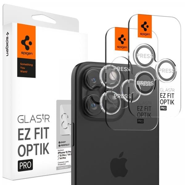 Spigen iPhone 14/15 Pro/iPhone 14/15 Pro Max Kameralinsskydd GLAS.tR EZ Fit Optik Pro Crystal Clear 2-pack