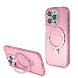 Guess iPhone 15 Pro Deksel Ring Stand Glitter MagSafe Rosa