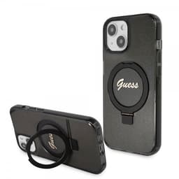 Guess iPhone 15 Skal Ring Stand Glitter MagSafe Svart