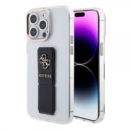 Guess iPhone 15 Cover Grip Stand Clear Transparent