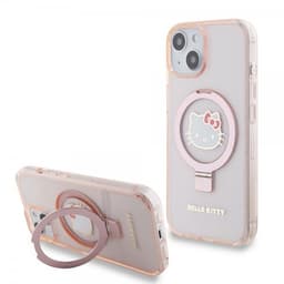 Hello Kitty iPhone 15 Kuori Ring Stand MagSafe Vaaleanpunainen