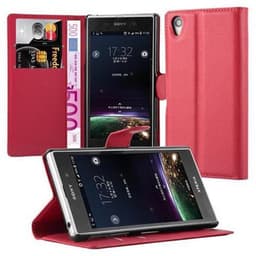 Sony Xperia Z1 Suojakuori Lompakkokotelo (Punainen)
