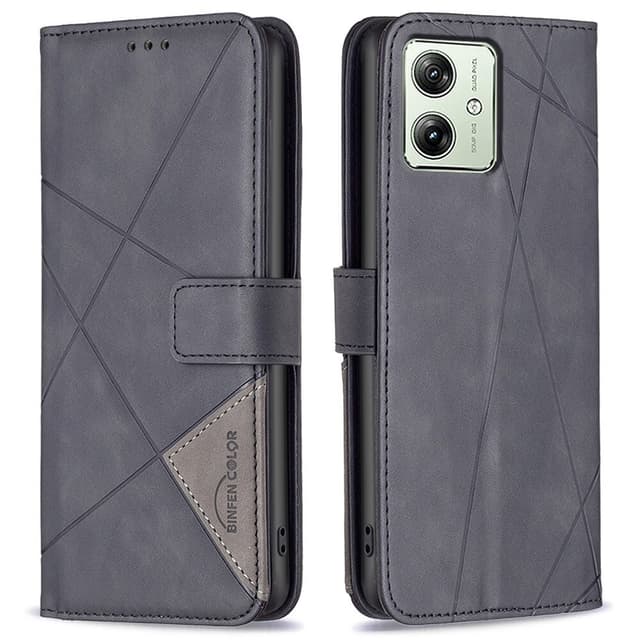 Motorola Moto G54 5G BINFEN COLOR Præget Flip Cover - Sort