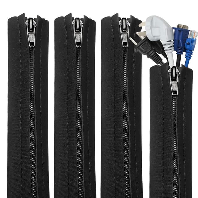 Cord Organizer System Kabelhanteringshylsa med dragkedja 4-delad