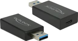 Delock Konverterare USB 3.1 Gen 2 USB-A hane till USB-C hona, svart