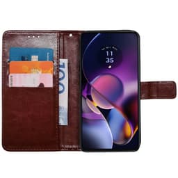 Lompakkokotelo 3-kortti Motorola Moto G54 - Ruskea