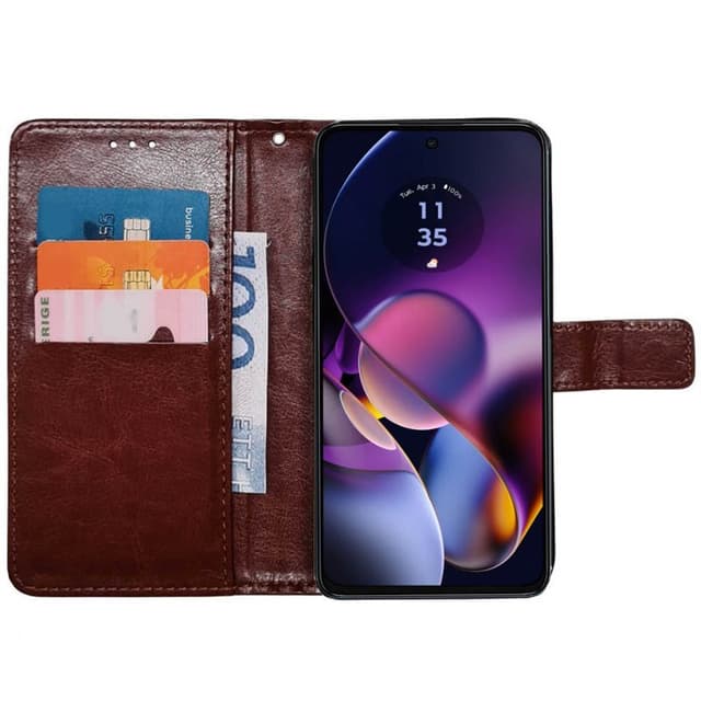 Lompakkokotelo 3-kortti Motorola Moto G54 - Ruskea