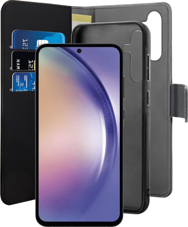 Puro 2in1 Samsung Galaxy A55 lompakkokotelo (musta)