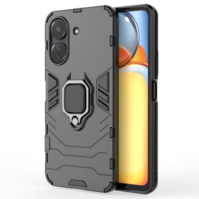 SKALO Xiaomi Redmi 13C 4G Armor Hybrid metal ring cover - Sort