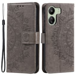 SKALO Xiaomi Redmi 13C 4G Mandala Plånboksfodral - Grå