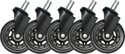 Piranha hjul för gamingstol – 5-pack (svarta/transparenta)