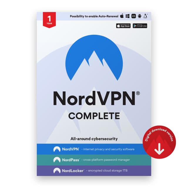 NordVPN Complete - 1-Year Cybersecurity Package (VPN, Password Manager