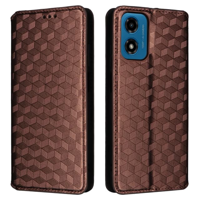 SKALO Motorola Moto G04 Kohokuvioitu PU Nahka Lompakkokotelo - Ruskea