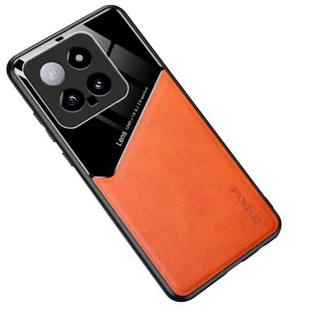 SKALO Xiaomi 14 5G The-V PU Nahka Hybrid Kuori - Oranssi