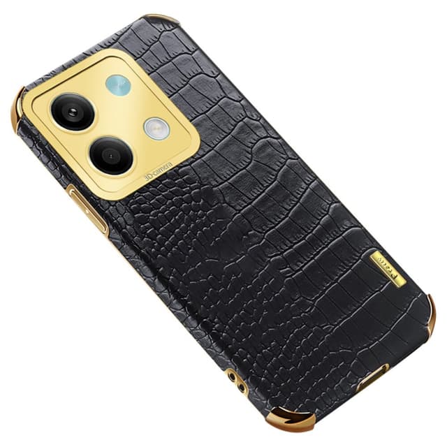 SKALO Xiaomi Redmi Note 13 5G Krokodil Guldkant Skal - Svart