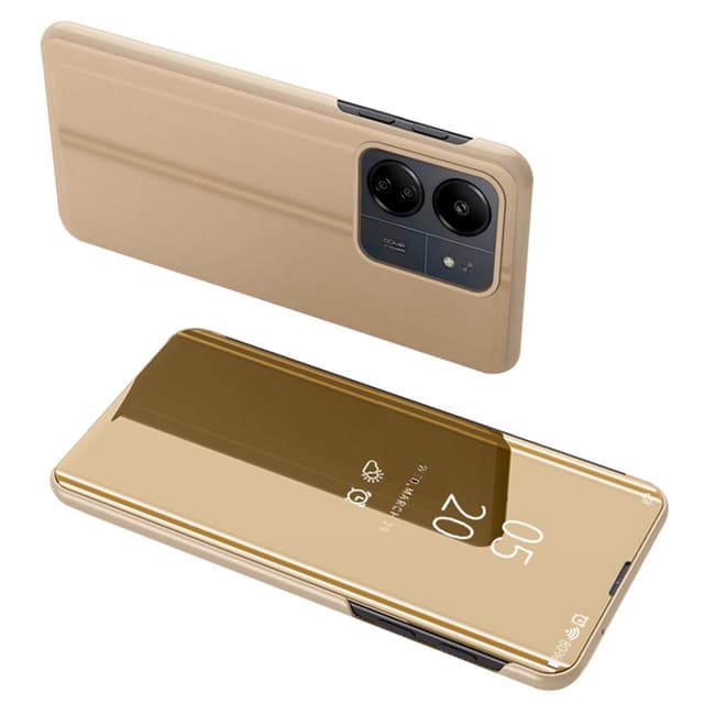 SKALO Xiaomi Redmi 13C 4G Clear View Spegel fodral - Guld