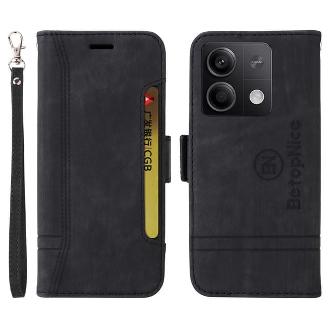 SKALO Xiaomi Redmi Note 13 5G BETOPNICE 001 Lompakkokotelo PU-nahkaa - Musta