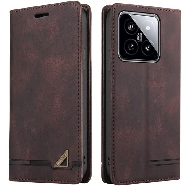 SKALO Xiaomi 14 5G GQ.UTROBE Lompakkokotelo PU-nahkaa - Ruskea