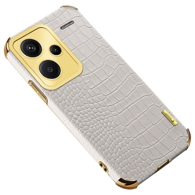 SKALO Xiaomi Redmi Note 13 Pro+ Krokodil Guldkant Skal - Vit