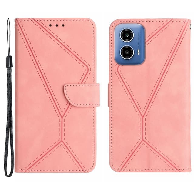 SKALO Motorola Moto G04 Kohokuvioitu PU Nahka Lompakkokotelo - Pinkki