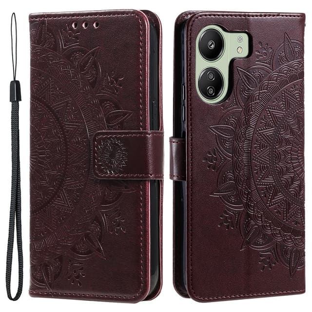 SKALO Xiaomi Redmi 13C 4G Mandala Flip Cover - Brun