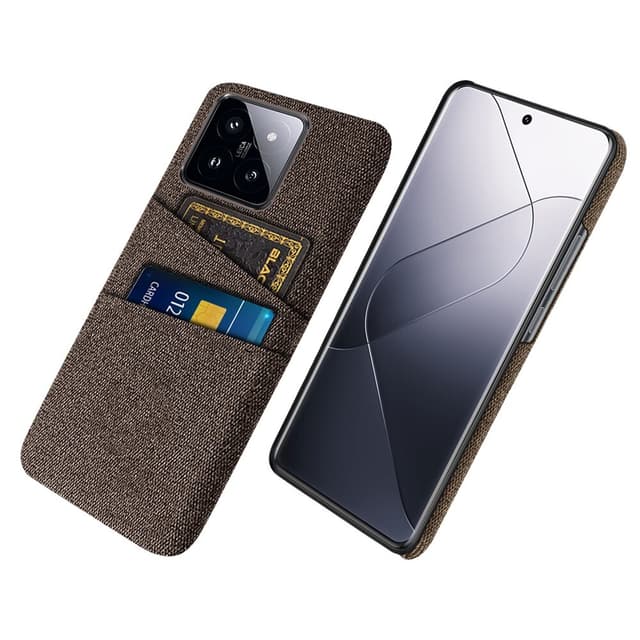 SKALO Xiaomi 14 5G Kortholder Cover i Stof - Brun