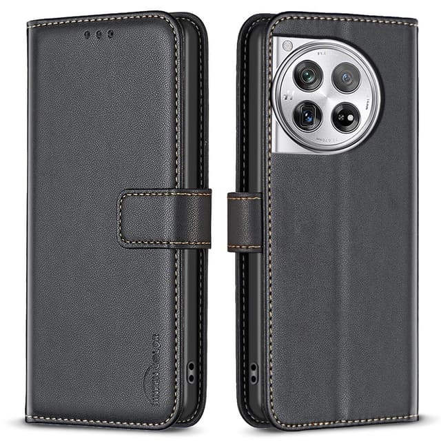 OnePlus 12 5G BINFEN COLOR Præget Flip Cover - Sort