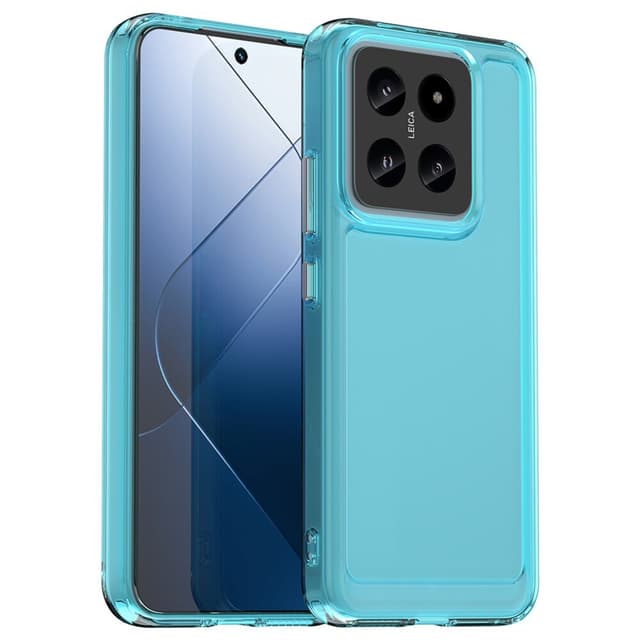 SKALO Xiaomi 14 5G Transparent TPU Metalknappar Skal - Turkos