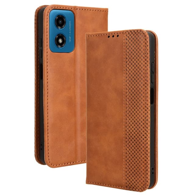 SKALO Motorola Moto G04 Embossed Premium Plånboksfodral - Brun