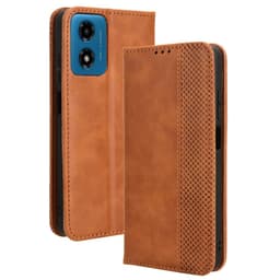 SKALO Motorola Moto G04 Kohokuvioitu Premium lompakkokotelo - Ruskea