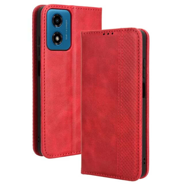 SKALO Motorola Moto G04 Embossed Premium Plånboksfodral - Röd