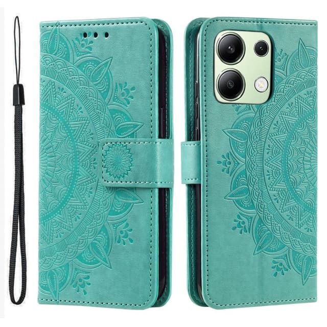 SKALO Xiaomi Redmi Note 13 4G Mandala Flip Cover - Turkis