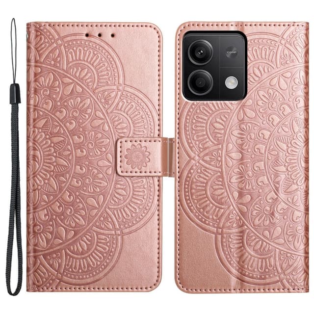 SKALO Xiaomi Redmi Note 13 5G Mandala lompakkokotelo - Ruusukulta