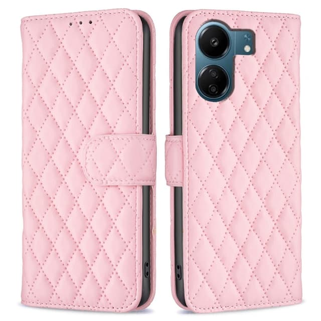 SKALO Xiaomi Redmi 13C 4G BINFEN COLOR Quiltat Plånbok - Rosa